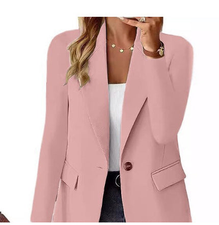 Ins Lapel Button Jacket Fashion Commuter Casual Suit Jacket Women's Long-sleeved Tops Outwear Clothing Shopera