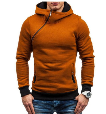 Brand Hoodie Oblique Zipper Solid Color Hoodies Men Fashion Tracksuit Male Sweatshirt Hoody Mens Shopera