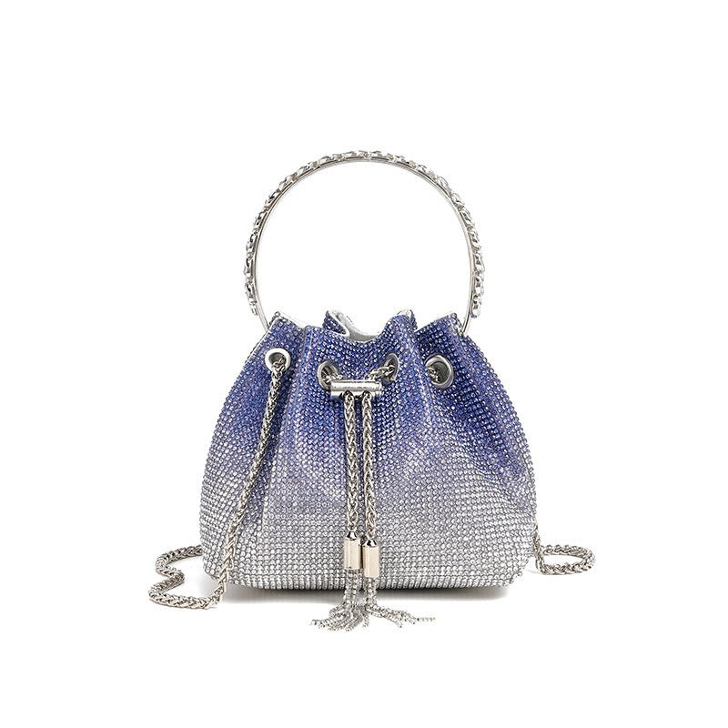Classic rhinestone bag women's evening bag high-end tassel bag handbag textured full diamond crossbody portable bucket bag eprolo