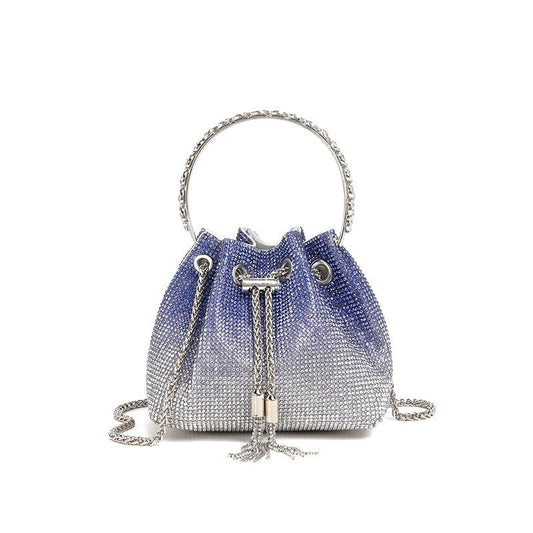 Classic rhinestone bag women's evening bag high-end tassel bag handbag textured full diamond crossbody portable bucket bag eprolo
