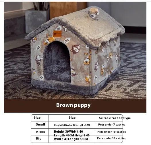 Foldable Dog House Pet Cat Bed Winter Dog Villa Sleep Kennel Removable Nest Warm Enclosed Cave Sofa Pets Supplies null