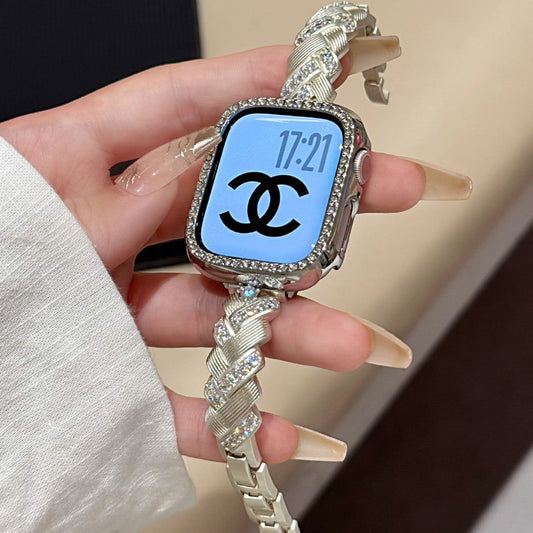 Wheat Spike Diamond-Encrusted Metal Starlight Watch Band for Apple Watch Female eprolo