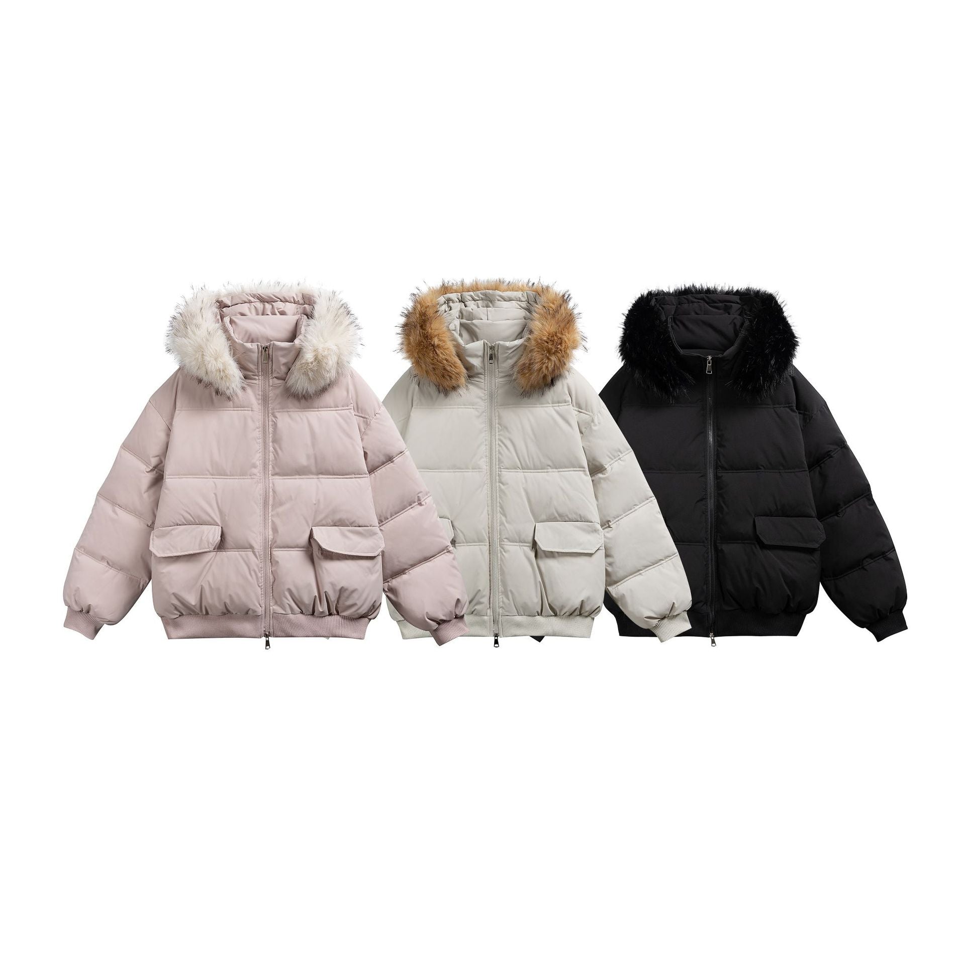 Parka Coat with Hood and Fur Collar Thickened Warm Winter Jacket for Men and Women eprolo