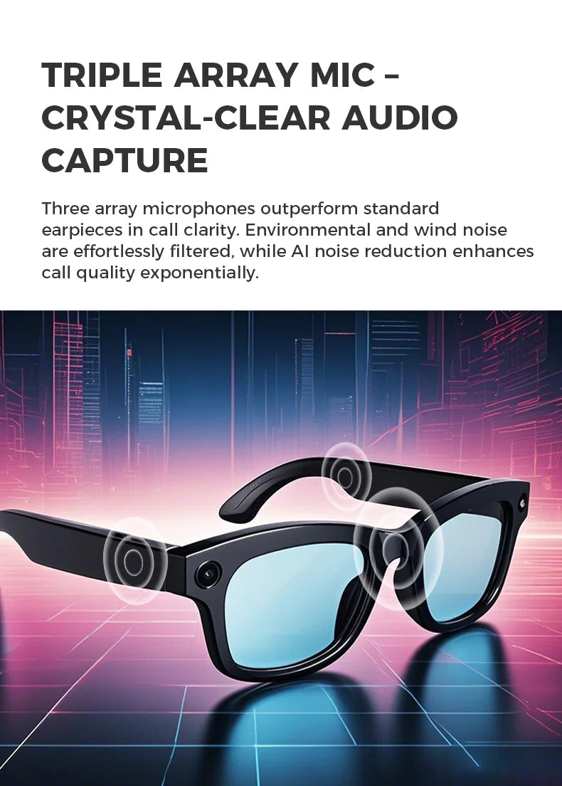 Bluetooth AI shooting glasses Bluetooth call voice assistant real-time translation 5-megapixel shooting stabilization eprolo