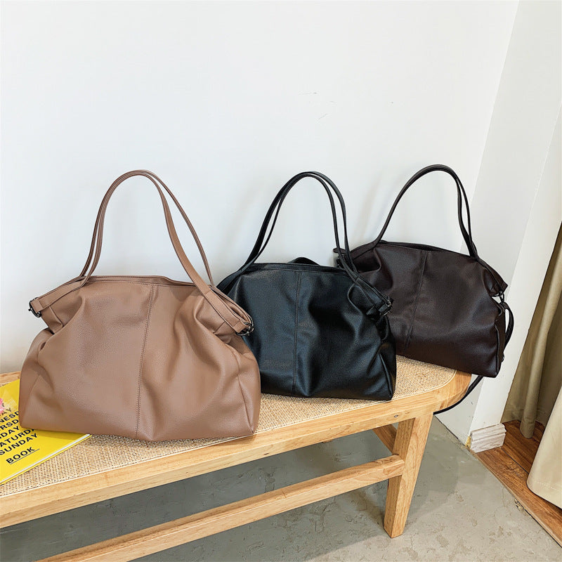 Women's Single-Shoulder Soft PU Korean Style Crossbody Bag - Large Capacity Solid Color Commuter Purse eprolo