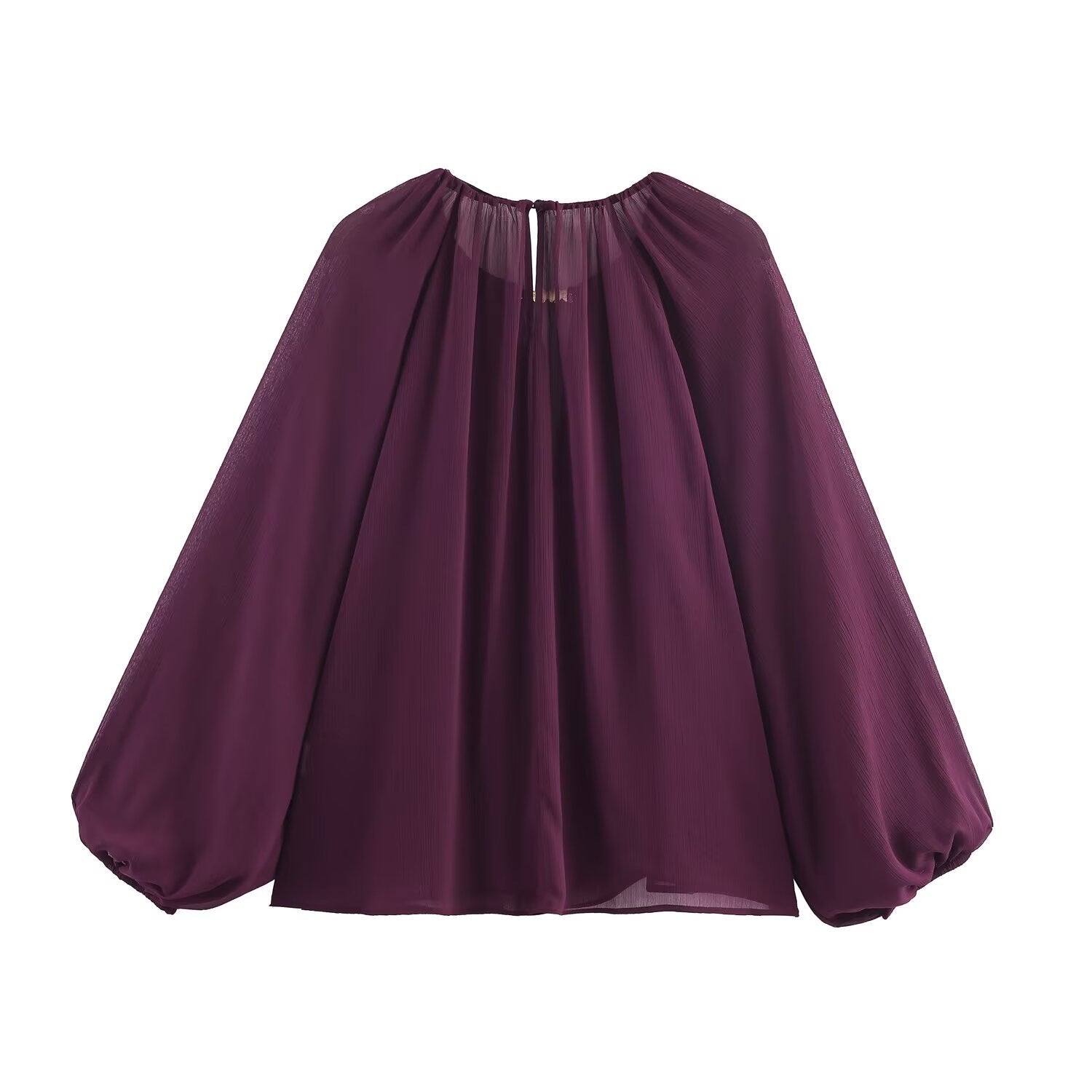 Round neck long sleeved semi transparent shirt top for women eprolo