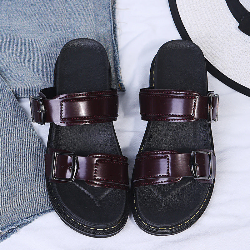 Thick soled sandals with belt buckle casual beach one line cool mop eprolo
