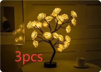 Rose Flower Lamp USB Battery Operated LED Table Lamp Bonsai Tree Night Lights Garland Bedroom Decoration Lights Home Decor null