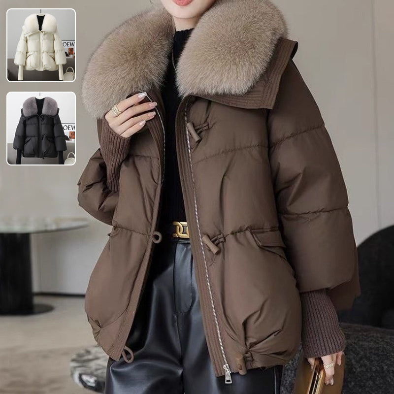 Down Cotton-padded Jacket Women's Short Fur Collar Thickened Coat Winter Clothing Shopera