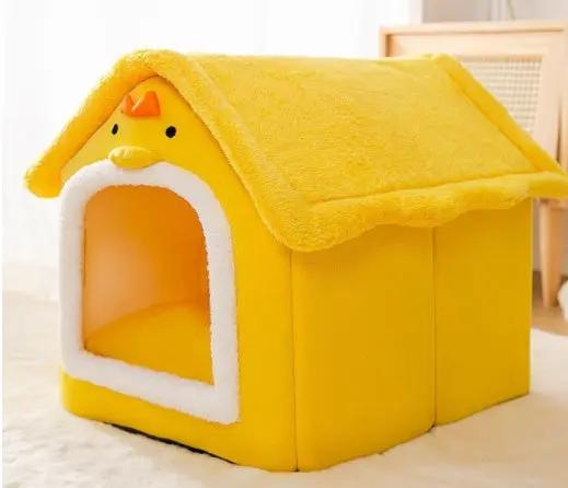 Foldable Dog House Pet Cat Bed Winter Dog Villa Sleep Kennel Removable Nest Warm Enclosed Cave Sofa Pets Supplies null