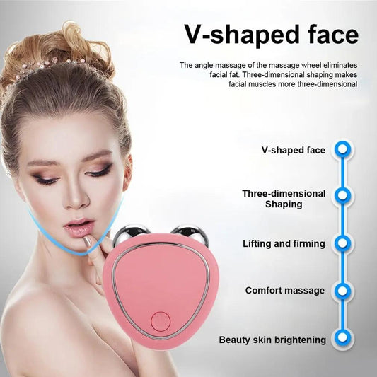 Portable Facial Micro-current Beauty Instrument For Lifting Thinning And Reducing Edema With Double Roller Massager null