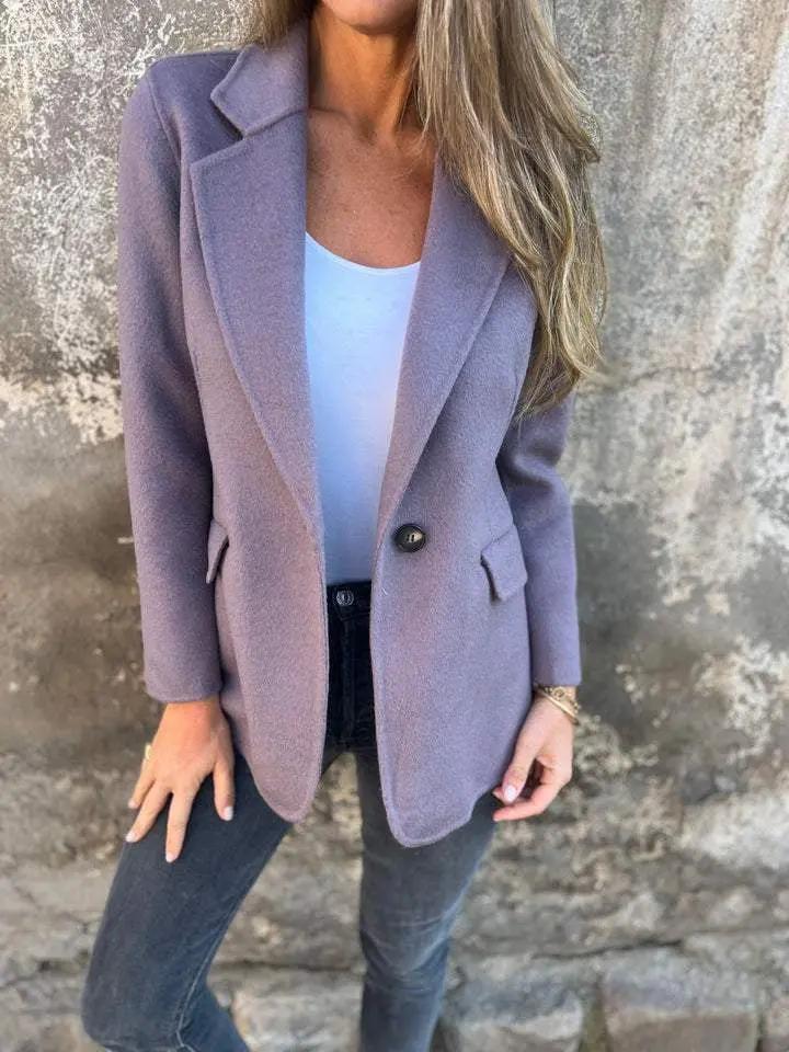 Ins Button Lapel Short Blazer Winter Fashion Commuter Jacket Outwear Women's Clothing null