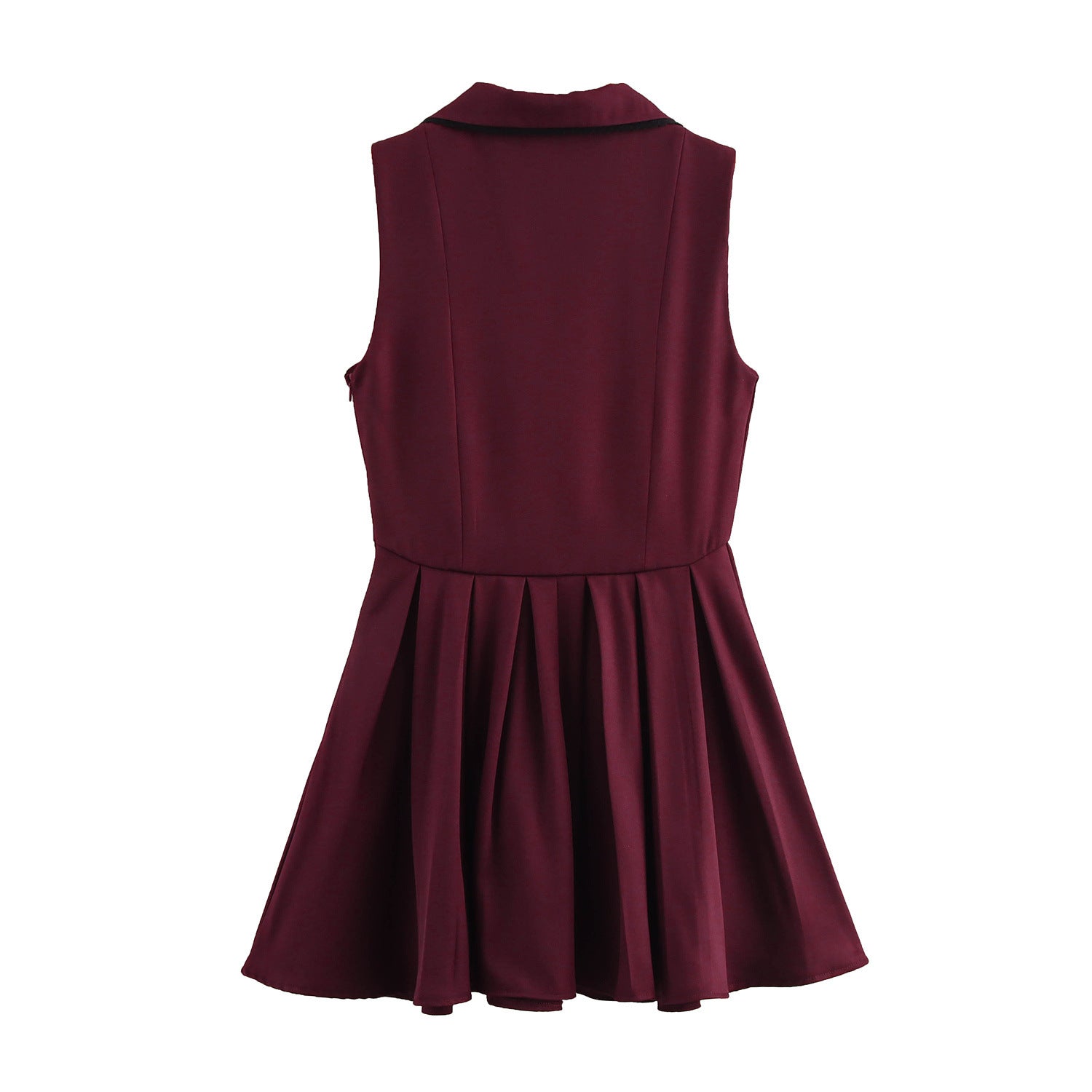 Doll collar lace trimmed waist wide pleated dress for women eprolo