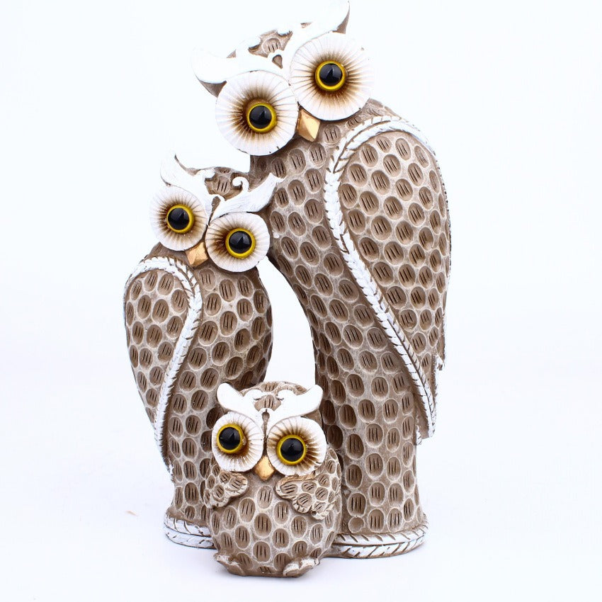 Modern minimalist three family owl animal light luxury decorations, home decor, living room, desk crafts eprolo