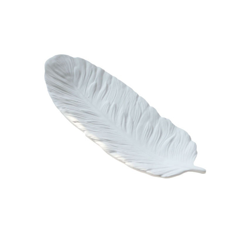 Gypsum feather decoration storage tray decoration necklace accessories cosmetics perfume photography posing props eprolo