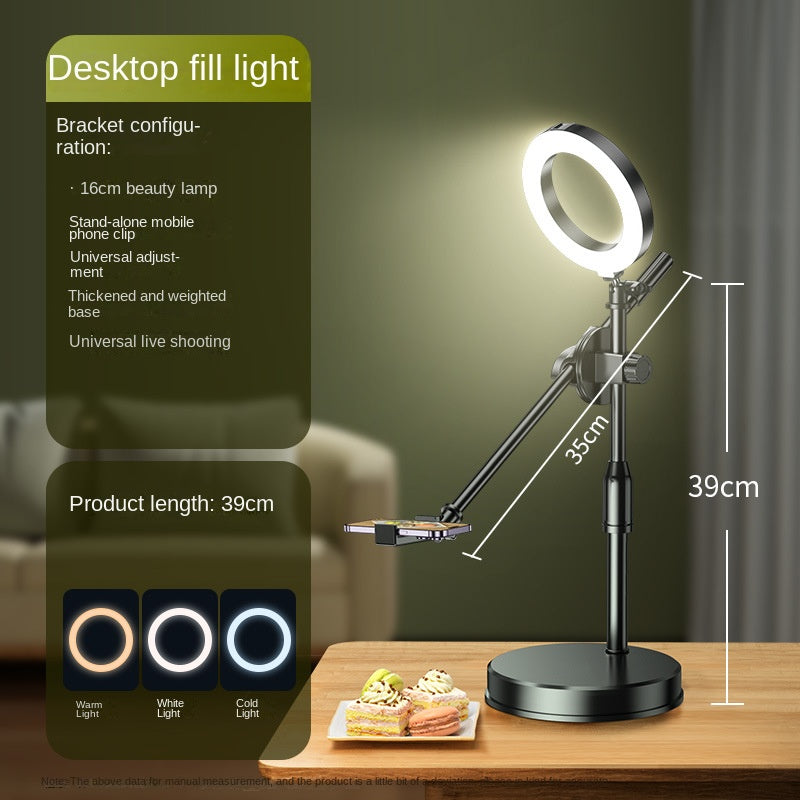 Mobile Phone Overhead Shooting Stand for Food Photography, Drawing, and Live Streaming - Adjustable Dual-Camera Position Desktop Phone Holder with Fill Light eprolo