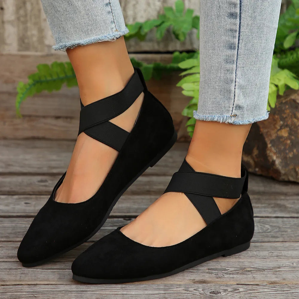 Crisscross Point Toe Flat Slip-Ons eprolo