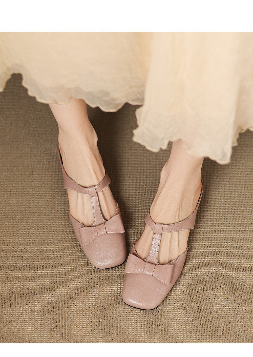 French T-Strap Bowknot Open-Toe Half Slippers Women Sweet Outdoor Backless Sandals Fashion Match eprolo