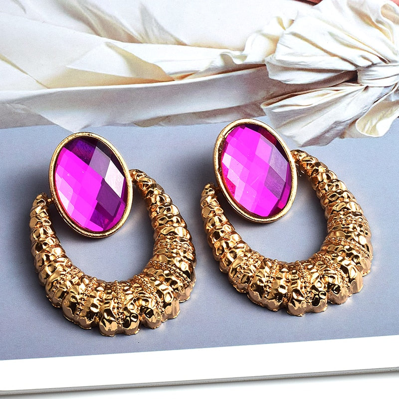 Earrings New Oval Alloy Crystal Diamond Jewelry Round eprolo