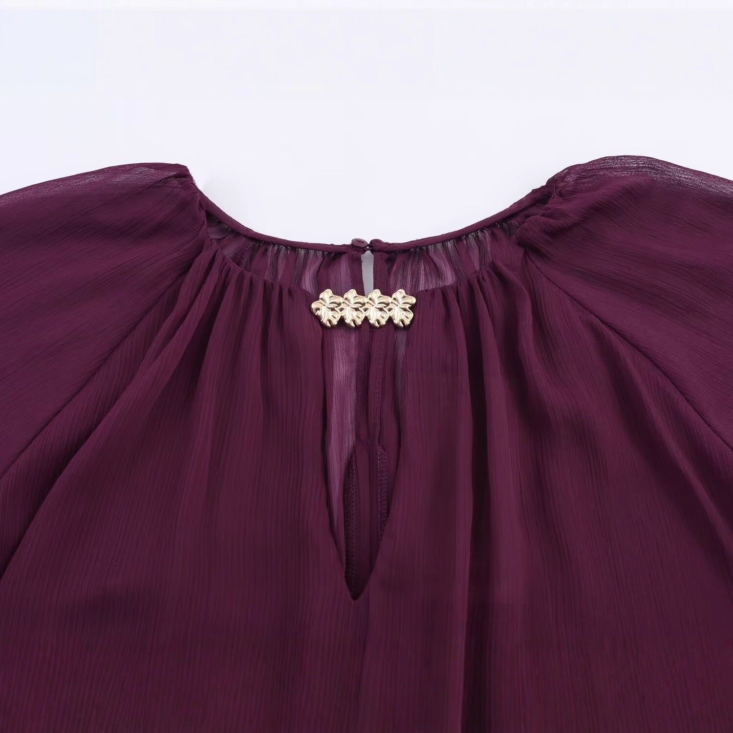 Round neck long sleeved semi transparent shirt top for women eprolo