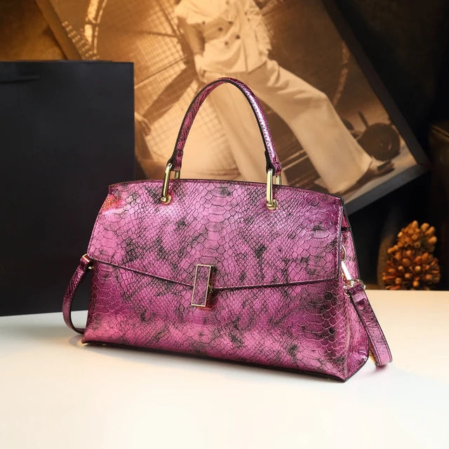 Snake Print Leather Women Bags Luxury Fashion Ladies Handbags Shoulder Crossbody Bag Portable Mother Top Handle Tote Bags eprolo