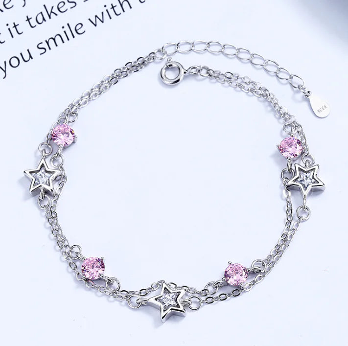 Double Layer Star Bracelet in S925 Sterling Silver