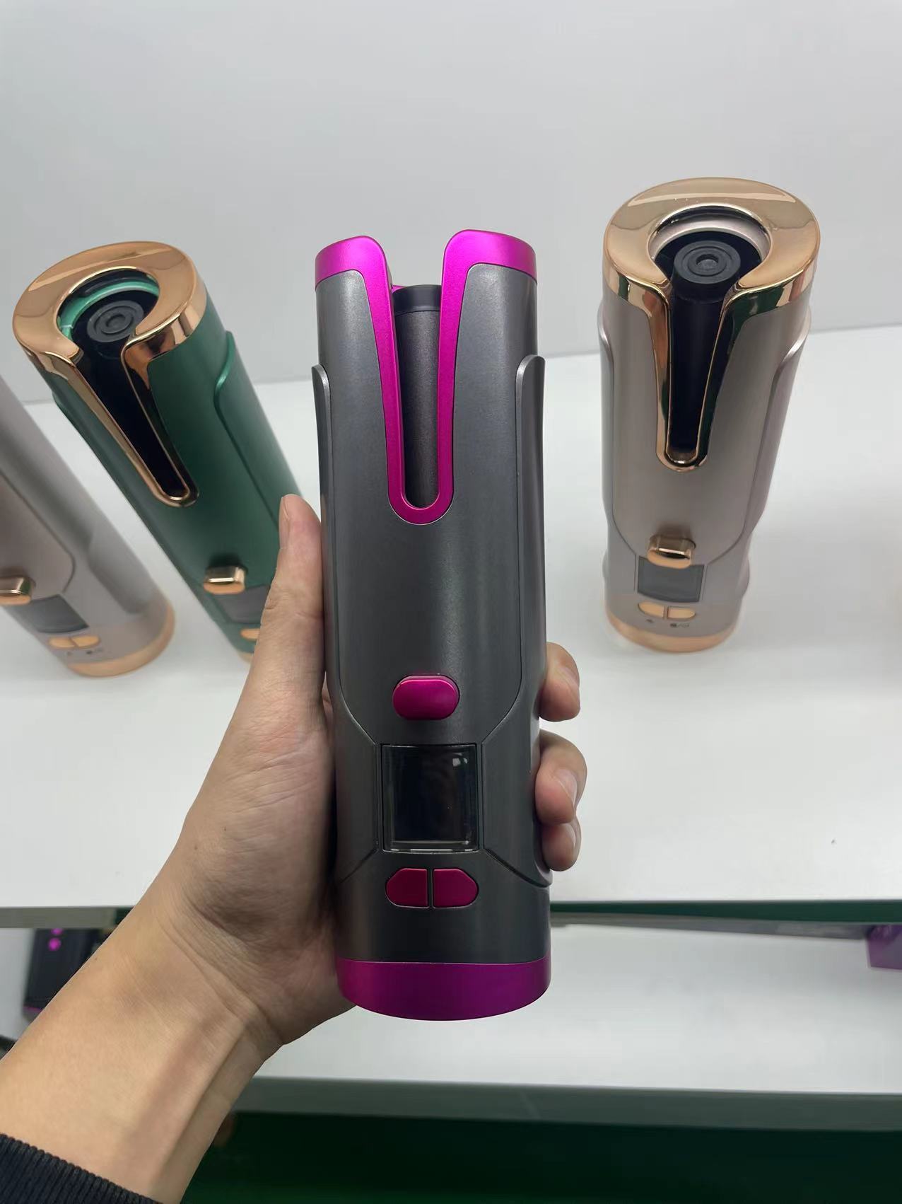 Rechargeable Automatic Hair Curler Women Portable Hair Curling Iron LCD Display Ceramic Curly Rotating Curling Wave Styer Shopera