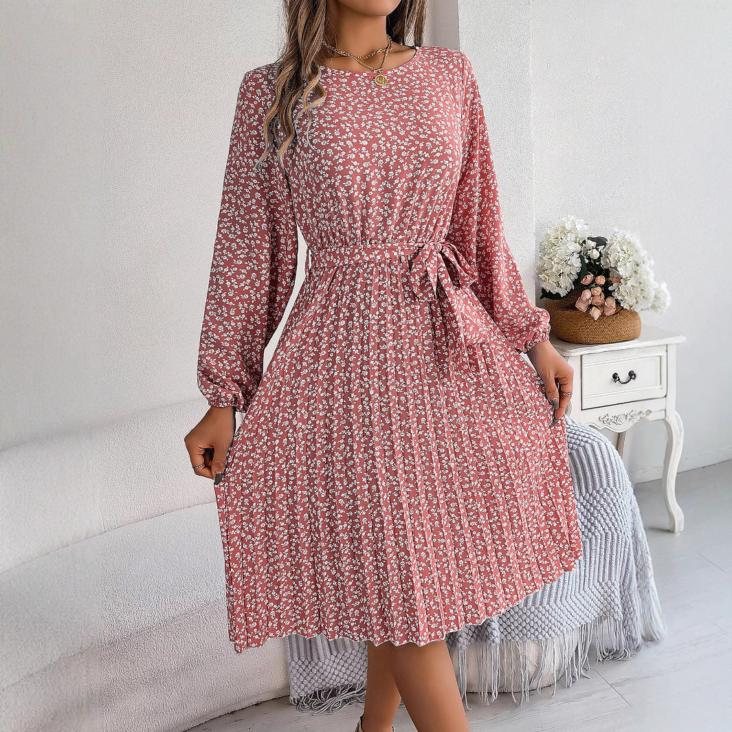 Casual long sleeved floral pleated skirt eprolo