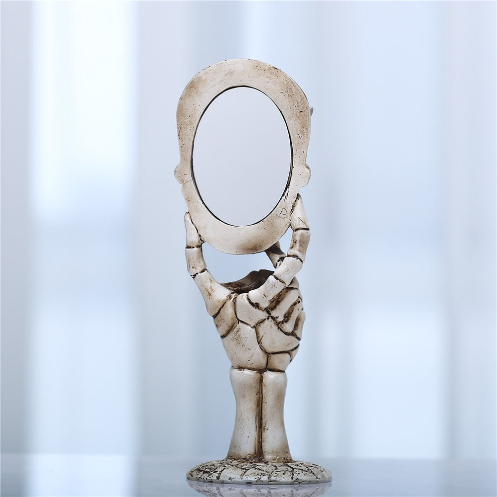 Retro Skull Mask Small Table Mirror Desktop Decoration Makeup Mirror Resin Small ornament eprolo