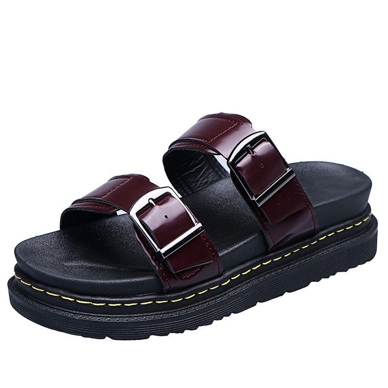 Thick soled sandals with belt buckle casual beach one line cool mop eprolo