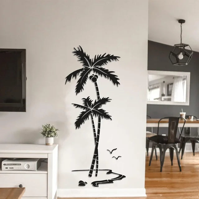 3D Coconut Tree Acrylic Mirror Wall Sticker For Children's Room Dining Room Living Room DIY TV Wall Background Home Decoration eprolo