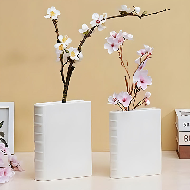 Book Vase - Ceramic, Cute & for Home Decor, with Flower & Shelf Options eprolo