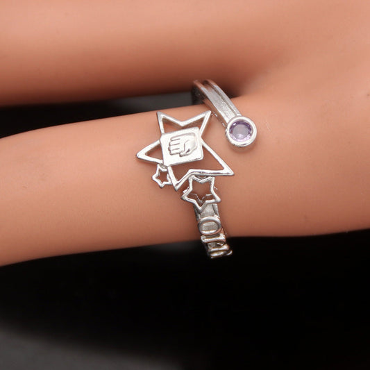 Anime JoJo's Bizarre Adventure Anime JoJo's Bizarre Adventure Josuke Higashikata Star Ring Stand Platinum Heart COS Ring eprolo