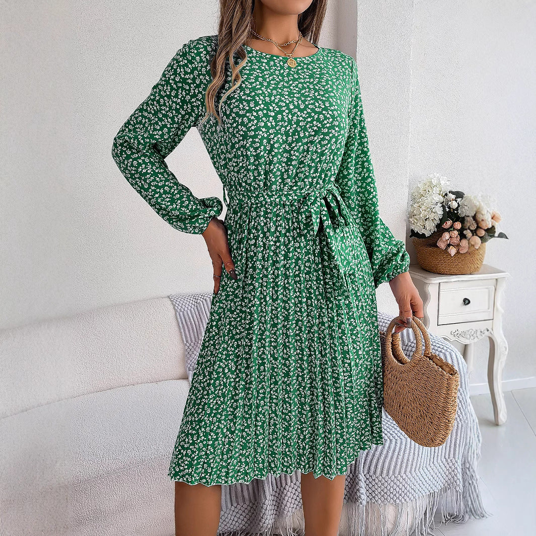 Casual long sleeved floral pleated skirt eprolo