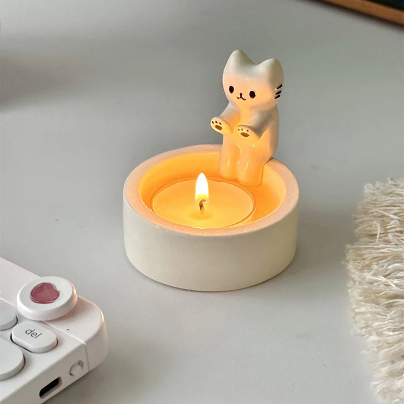 Kitten Candle Holder,Cute Grilled Cat Aromatherapy Candle Holder, Desktop Decorative Ornaments, Birthday Gifts eprolo