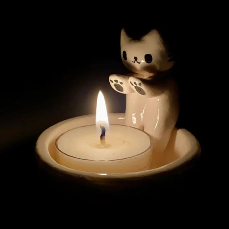 Kitten Candle Holder,Cute Grilled Cat Aromatherapy Candle Holder, Desktop Decorative Ornaments, Birthday Gifts eprolo