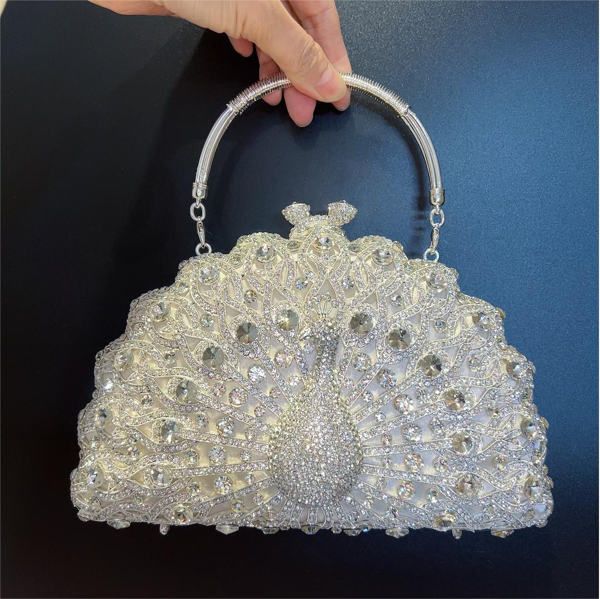 Large Peacock Diamond Set Banquet Bag Luxury Diamond Handbag European and American Banquet Handbag Crossbody Bag eprolo