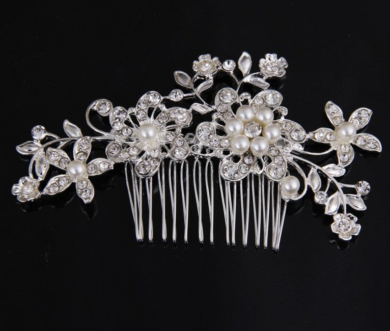 Hair comb, bridal rhinestone and pearl headdress, wedding dress accessories eprolo