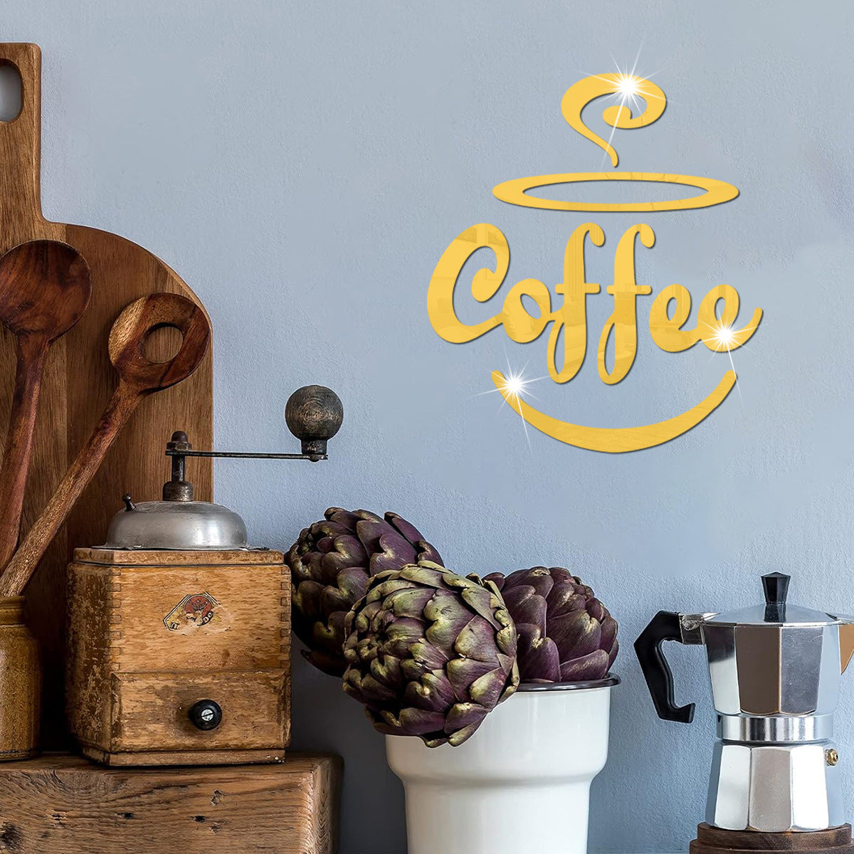 Coffee Themed Mirror Acrylic Wall Stickers for Kitchen and Dining Room eprolo