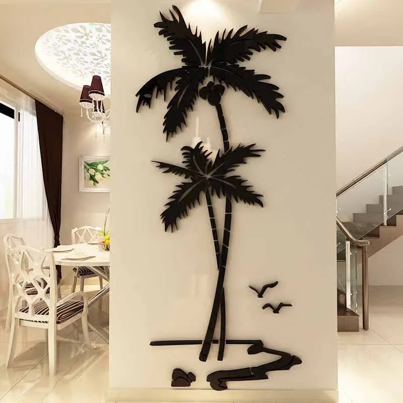 3D Coconut Tree Acrylic Mirror Wall Sticker For Children's Room Dining Room Living Room DIY TV Wall Background Home Decoration eprolo