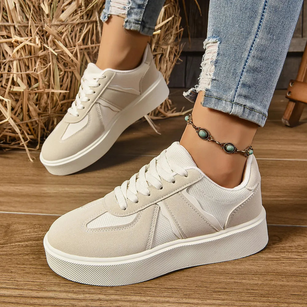 Lace Up Round Toe Contrast Sneakers eprolo