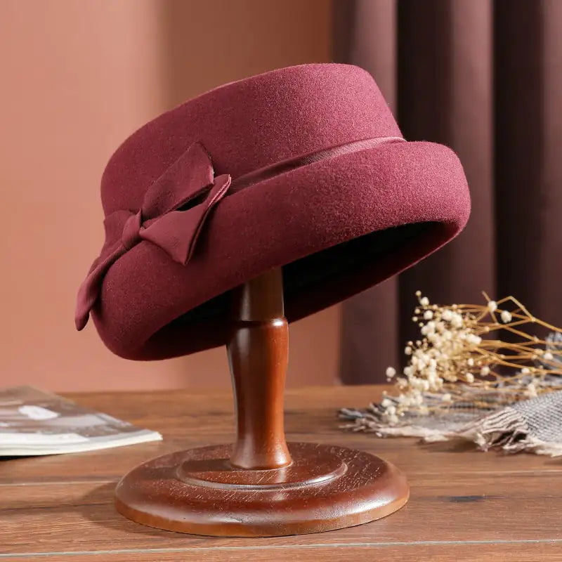 Warm Woolen Felt Cloth Top Hat for Women