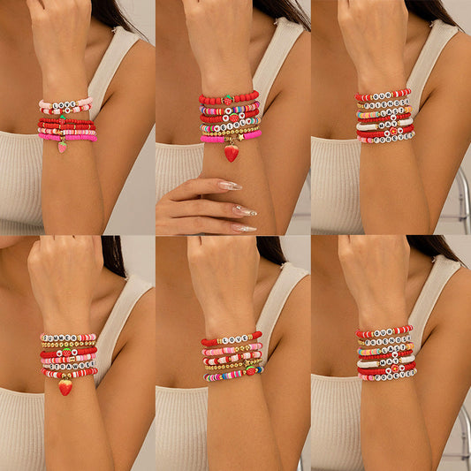 Bohemian style colorful soft ceramic elastic letter LOVE bead bracelet Bracelet eprolo