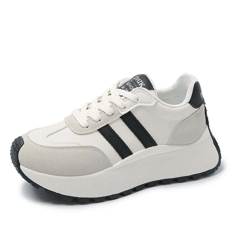 Side Striped Lace Up Platform Athletic Sneakers eprolo