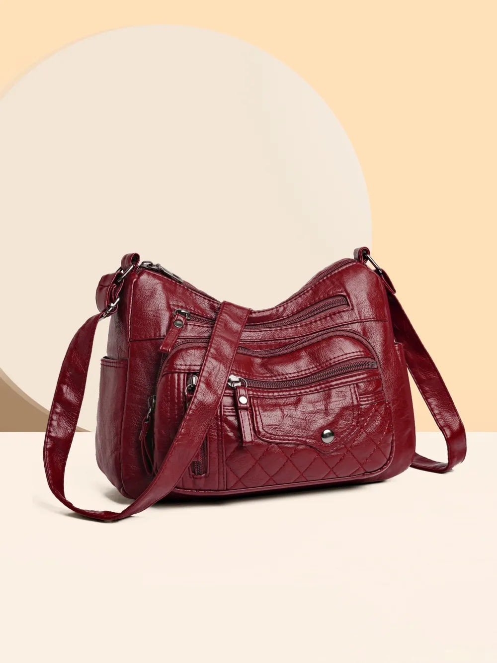 PU Leather Multi Pockets Adjustable Strap Shoulder Bag eprolo