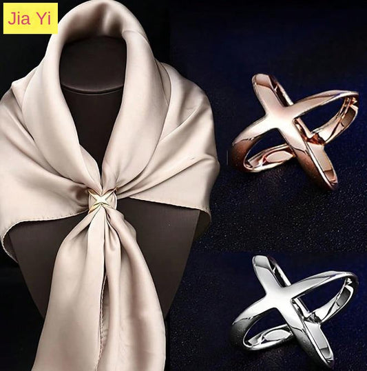 Creative Rice King Star Gold-Plated Scarf Buckle Multi-Purpose X Cross Hollow Smooth Surface Scarf Square Shawl Buckle eprolo