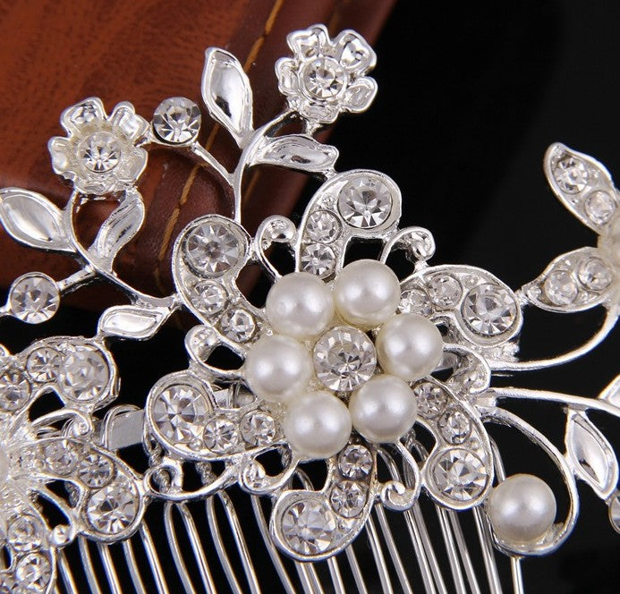 Hair comb, bridal rhinestone and pearl headdress, wedding dress accessories eprolo