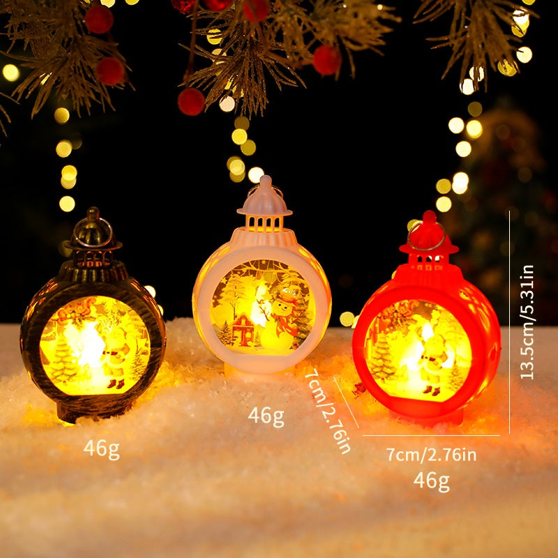 Christmas Decorative Candle Lanterns, Santa Claus Snowman Retro Window Light Display OrnamentChristmas Gift eprolo