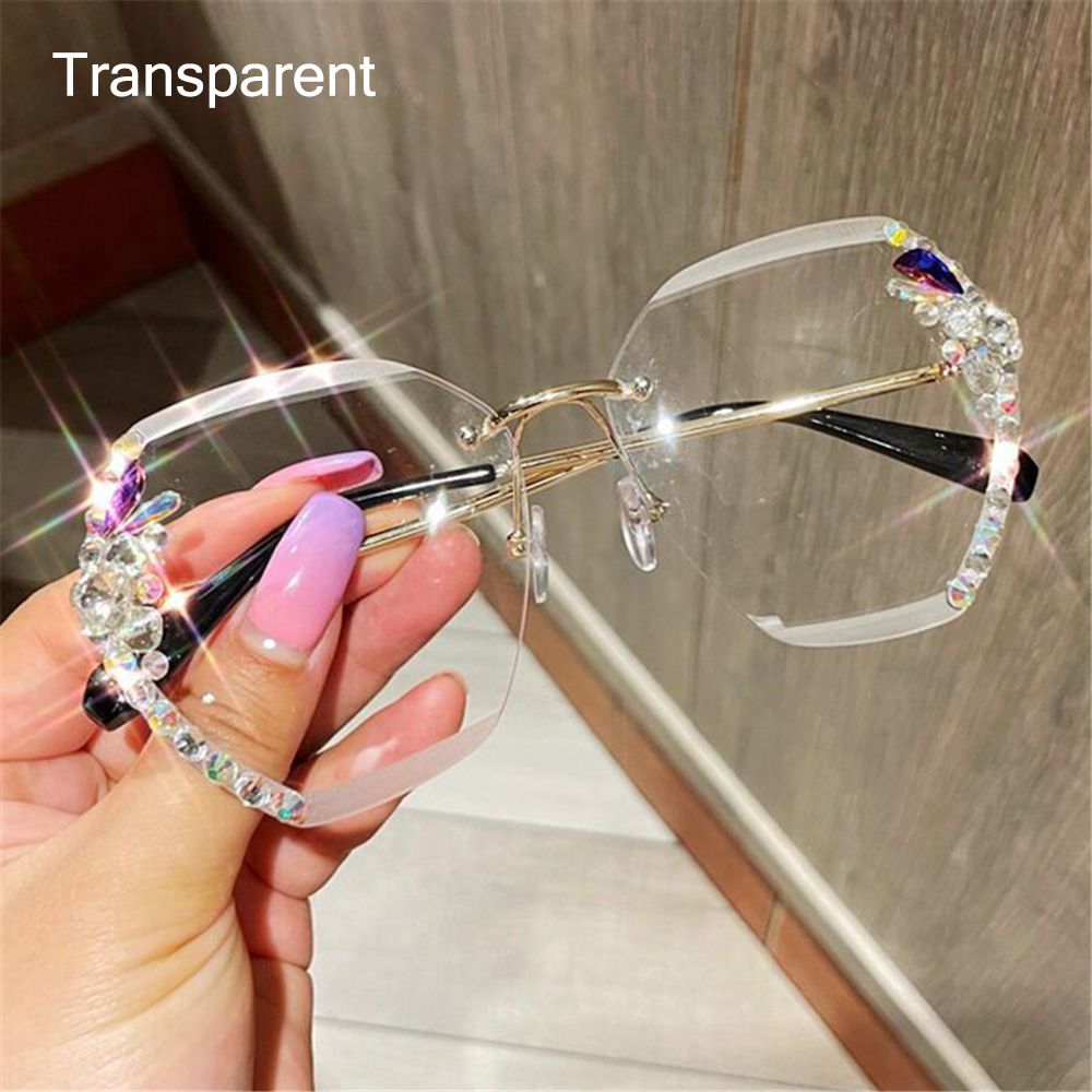 Vintage Rimless Rhinestone UV400 Sunglasses Fashion Brand Designer Sunglasses Retro Cutting Lens Gradient Sun Glass Female Shade eprolo