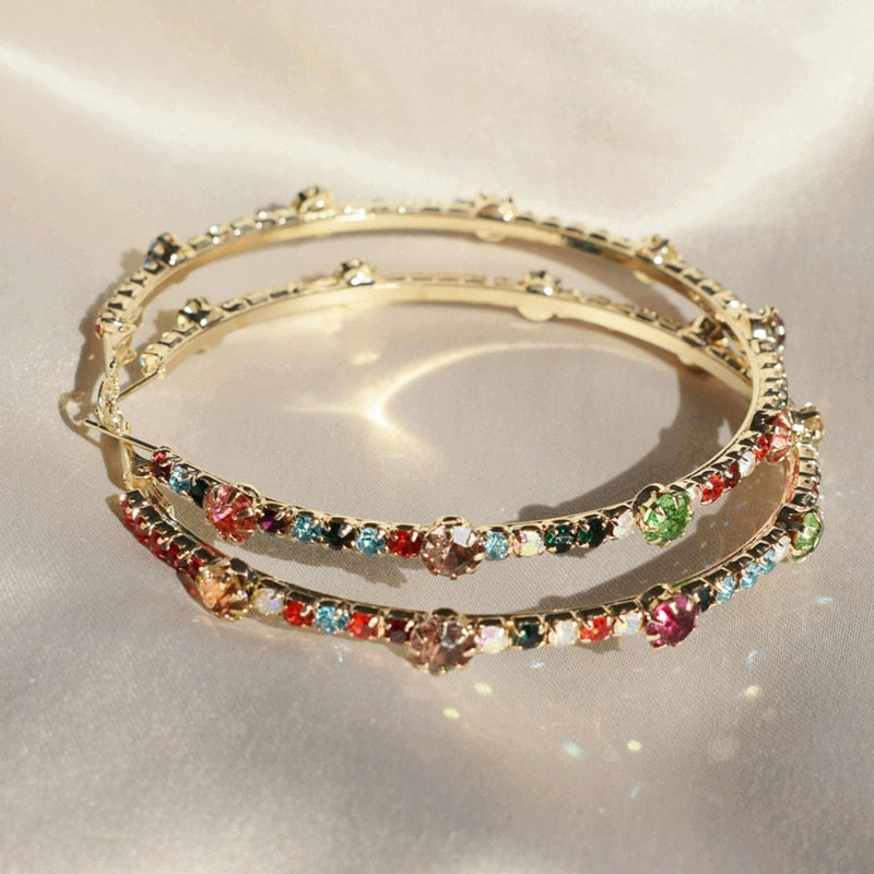 Colorful Diamond Bohemian Earrings Temperament Fashion Circle Earrings eprolo